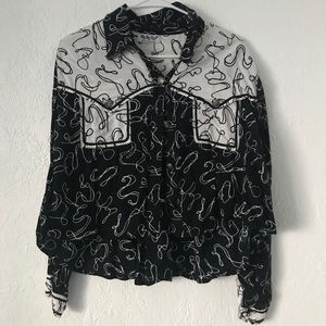 Vintage Black & White Cowboy Button-up Top Webebop